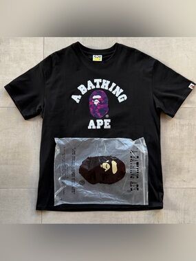 A Bathing Ape Black Short Sleeve Logo Tee